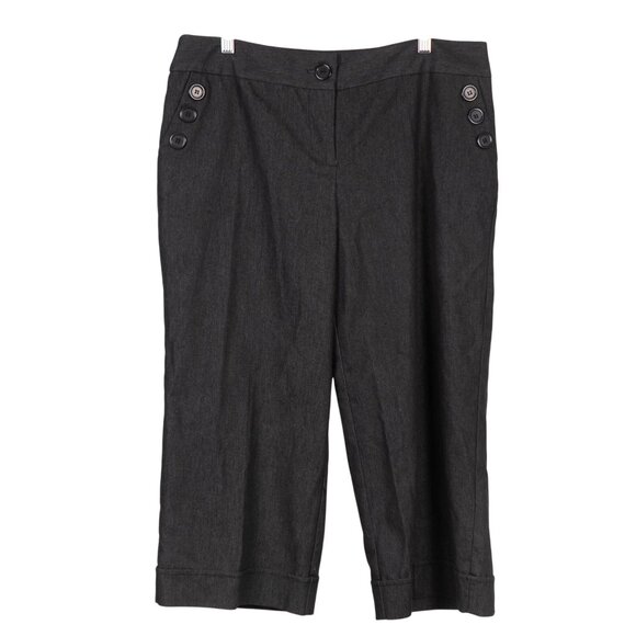 Courtenay Pants - Courtenay Capri Dress Pants 14 Womens Gray Button Accent Pockets Cotton Blend